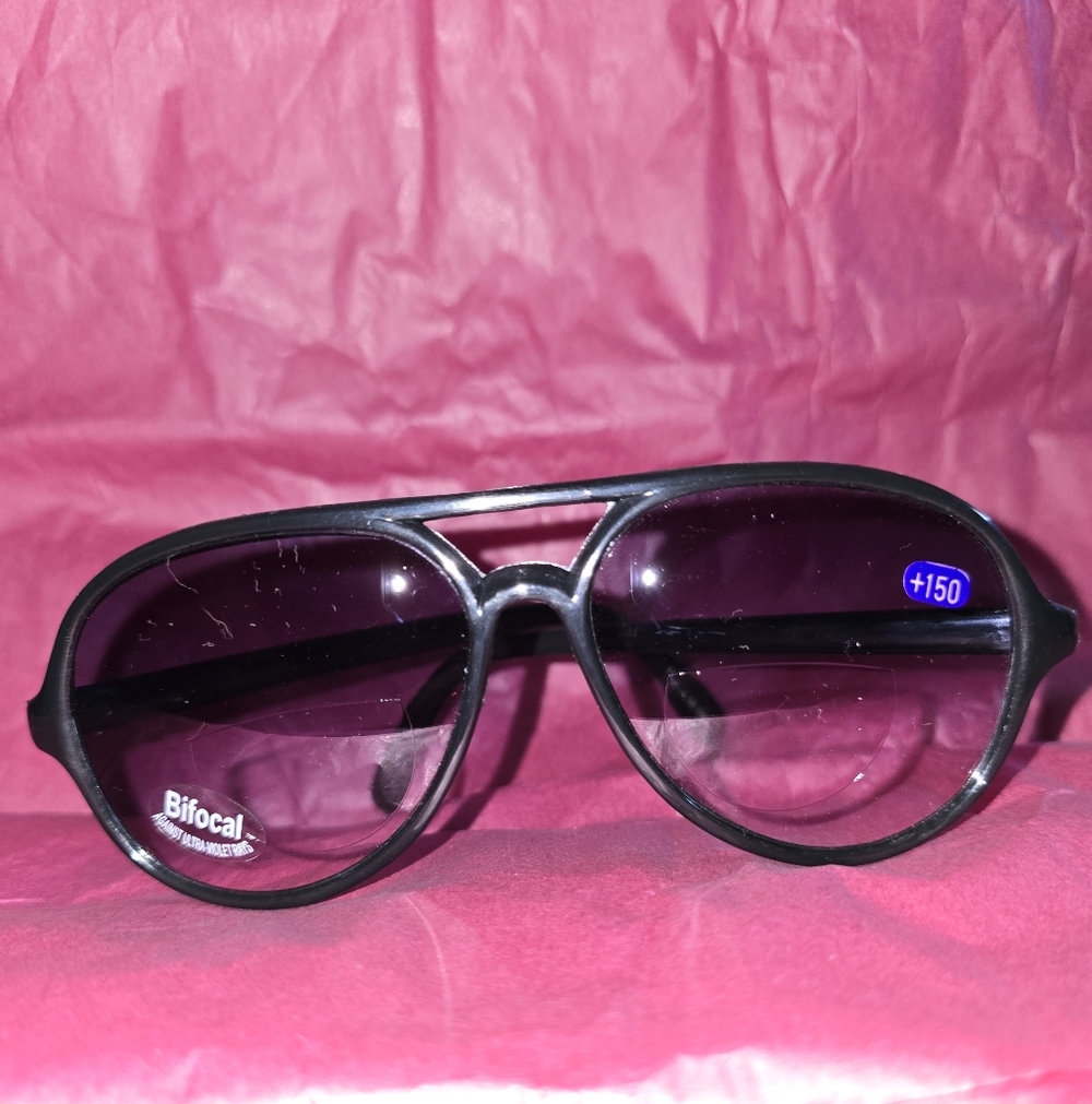 Black Aviator Bifocal +1.50  Sunglasses